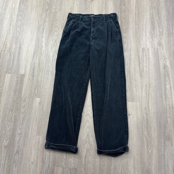 Vintage Croft & Barrow Corduroy Pants Men's 34x34 Blue Flat Front Chino 90s - Picture 1 of 8